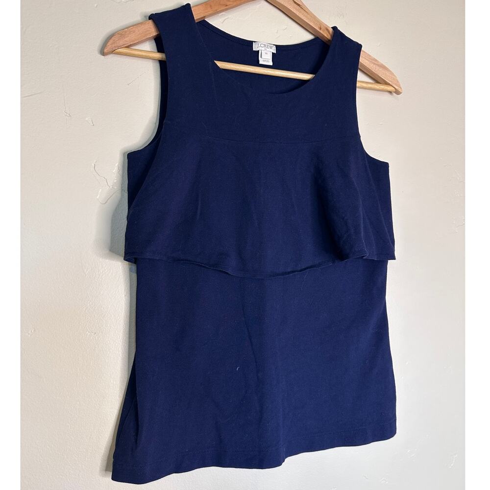 J. Crew F Navy Blue Tiered Cotton Tank - Picture 2 of 5